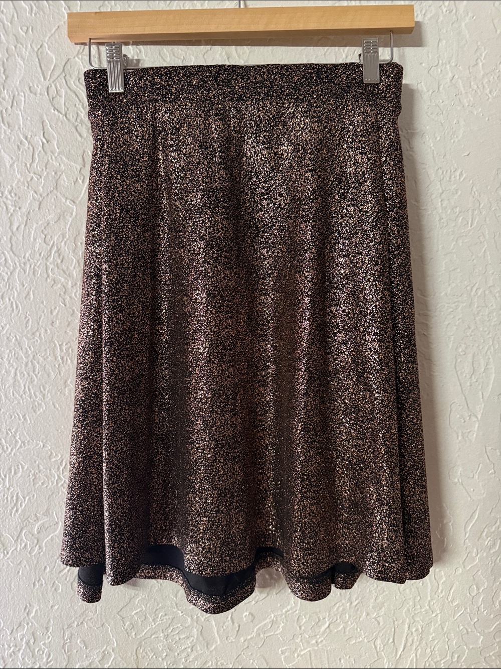 Women's Metallic Speckle A-Line Skirt - Black/Bronze